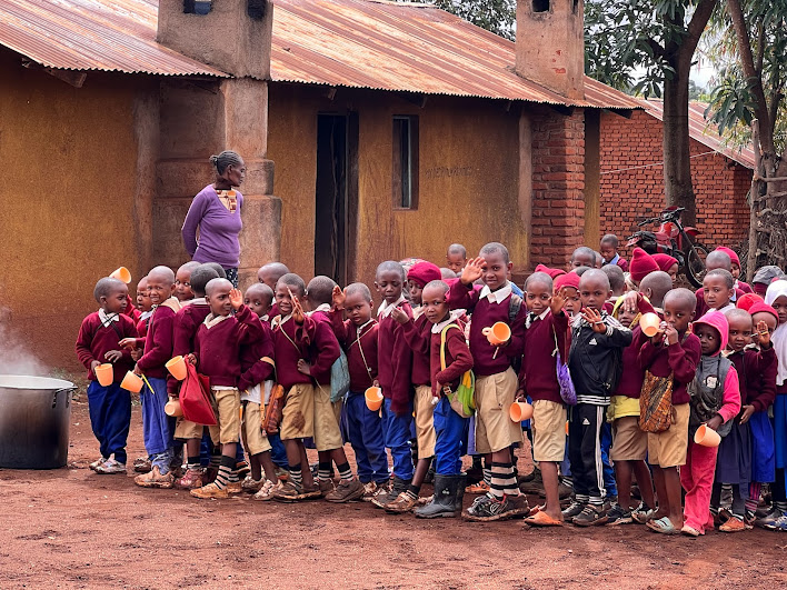 Children waiting for a meal at school
